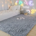 Modern grey fluffy plush area rug for bedroom decor with long pile texture - Silver Gray