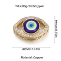 Detail of brass evil eye pendant with cubic zirconia inlay and enamel color patterns - YSN034-08 (Yellow Glaze Blue Eye)