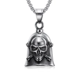 Pendaglio a campana teschio punk vintage con collana a catena quadrata d'argento - Colore Acciaio + Fibbia per Ciondolo (GBK-009)