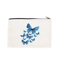 Canvas rectangular coin purse with blue butterfly print and black zipper closure - Blue Butterflies Swarm