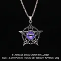 Collana gotica in acciaio inossidabile con occhio del diavolo viola e stella - Malocchio Stella Viola