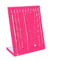 L-shaped rose red velvet jewelry display stand for necklaces and bracelets with metal hooks - Small Necklace Board Rose Red