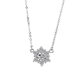 Silver snowflake necklace with sparkling moissanite pendant on a fine O-chain - Sunflower Necklace Xl-60