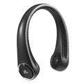 Portable matte black neck fan with digital battery display and bladeless airflow system - 4000mAh / Black (LED Display)