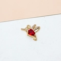 Detail of hummingbird jewelry pendant with gold plating, red gemstone and white zircons - Bird (LF2116) / Little Bird Red