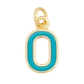 Golden letter O pendant with turquoise blue enamel inlay on a clean white background - Sky Blue - Letter O