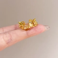 Vintage hollow flower and vine gold open ring with white zircon stones for women - Hollow Vine