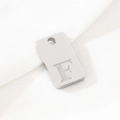 Polished silver stainless steel rectangular charm pendant with engraved letter F - Letter F(KLJ9786-Z) / Silver