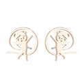 Artistic rhythmic gymnast stud earrings in rose gold finish with round frame - Gymnastics 4 / Rose Gold