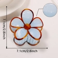 Blue tortoise shell flower hair claw clip with marble texture, 7.1cm size - Blue with Brown Tortoise (D6-5-3)