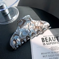Large marble pattern acetate hair claw clip with grey and brown ink textures - Gem Gray 10cm