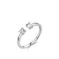 S925 Sterling Silber Ring mit quadratischen und rechteckigen klaren Zirkonia-Steinen - US-Größe 6 / Silber