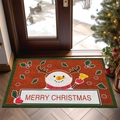Red Christmas snowman entrance mat with Merry Christmas text for home holiday decor - 40x60cm / Style-Antler Snowman