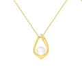 Elegant 925 sterling silver necklace featuring a teardrop gold frame and white pearl - Gold Teardrop Enclosed Pearl(GPN40-14K)