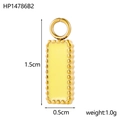 Ciondolo rettangolare smalto giallo con cornice dorata perlata e dettagli dimensioni - Rettangolo Liscio Giallo-HP14786B2