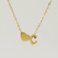 Collier minimaliste plaqué or 18 carats avec pendentif en forme de cœur et lettre C - Lettre C(C) / Doré