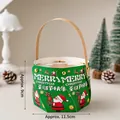 Set of 5 green Christmas cake paper baskets with Santa motif and 11.5cm bottom diameter - Rotating Handheld Box Santa Gifts Green Base White Text 5 Sets