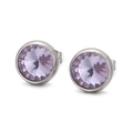 Élégantes boucles d'oreilles rondes en cristal lavande avec monture sertie en argent - Argent Violet Clair (KE49713-Z)