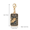 Gold and black enamel Tarot Lovers card pendant with owl engraving on stainless steel - Lovers Tarot Card Pendant