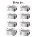 8-piece set of stainless steel food containers with lids, measuring 13.5x10.5x5cm - Small 8 Pcs Set with Lids