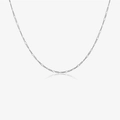 Minimalist silver S925 Figaro chain necklace shown with elegant mirror reflection - Platinum-MMN84 (Silver Figaro Chain)