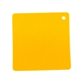 Square yellow silicone placemat with honeycomb texture and hanging hole for kitchen use - Yellow