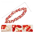 Diadema nupcial de doble capa con cristales rojos y medidas detalladas del producto - Hoja Dorada / Cristal Rojo / Rojo