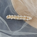 Elegant gold-plated hair clip with double-row pearls and sparkling rhinestones - 103# Double Row Pearl Rhinestone Clip / Gold/White