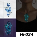 Luminous blue butterfly temporary tattoo stickers glowing in dark for party - Hi-024 (Blue Butterfly)