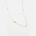 Minimalist S925 sterling silver golden initial M necklace with three zircon accents - M / 925 Sterling Silver Plated With 18k Gold