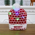 Red brick pattern LED knitted Christmas hat with colorful lights and white pom pom - Plaid Style