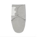 Gray newborn swaddle wrap with cute bear ears and secure white fastening patches - 8309 Solid Grey Swaddle