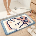 Plush non-slip bathroom mat featuring a cute blue cartoon rabbit for shower floor - Heartbeat Rabbit / Bath Mat 40*60cm