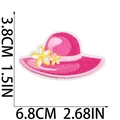Detailed pink sun hat embroidery patch featuring floral accents and precise stitching - Pink Sun Hat Shape (X15SD-092-18)