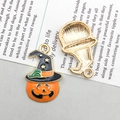 Cute Halloween pumpkin with wizard hat alloy charms for DIY jewelry making accessories - Halloween Cat Head (17*26mm)
