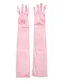 Eleganti guanti lunghi in raso rosa acceso per feste serali e costumi da cosplay - Taglia unica / Rosa