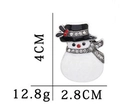 Christmas snowman enamel brooch with rhinestones in white and red finish, 4CM height - C1649-4-Snowman with Top Hat