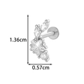 Titanium piercing stud with silver star design and white cubic zirconia stones - Star and Leaf Style (2606-1#) / Silver