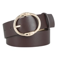 Cintura da donna in pelle marrone con fibbia dorata ovale e dettagli a farfalla - 106*3.3cm / Caffè+Fibbia Dorata