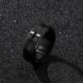 Bague homme 8mm en acier titane bicolore avec centre noir brossé et bords polis - US 9 / Noir