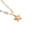 Golden star pendant necklace with cubic zirconia and orange enamel detailing - Orange