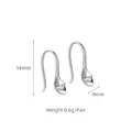 S925 sterling silver leverback earring hooks with 4mm cup peg for DIY pearl jewelry - Platinum Plated Small