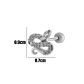 Silver snake cartilage stud earring with cubic zirconia crystals measuring 0.9cm x 0.7cm - Silver #6