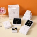 Luxury white marble jewelry box set with gold accents and matching gift bags - Gold Line Marble / 5*5*3cm