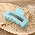 Matte light blue rectangular claw clip for women's high ponytail and elegant hair styling - 8.5cm Teal Green