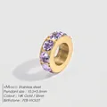 Anhänger aus 14K vergoldetem Edelstahl mit violettem Geburtsstein für den Februar - Februar Violett / 14K-Gold
