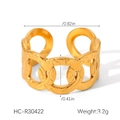Detailed size parameters of gold-plated stainless steel chain ring showing width and diameter - Gold Hollow Chain Link Design Ring (HC-R30422)