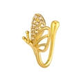 U-shaped gold butterfly nose cuff with clear cubic zirconia micro-inlaid design - Gold Butterfly