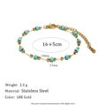 18K vergoldetes Edelstahl-Perlenarmband mit blauen Emaille-Gänseblümchenperlen - Goldenes Perlenarmband