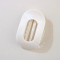 Elegant white marble pattern ABS flower hair claw clip for a sophisticated ponytail hairstyle - Bulk Packaging / Oval Clip / Off White